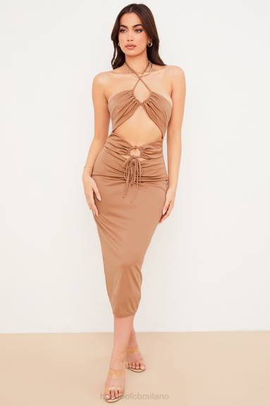 vestiario esso House of CB Abito midi Kasia con ritaglio color caramello X44T545