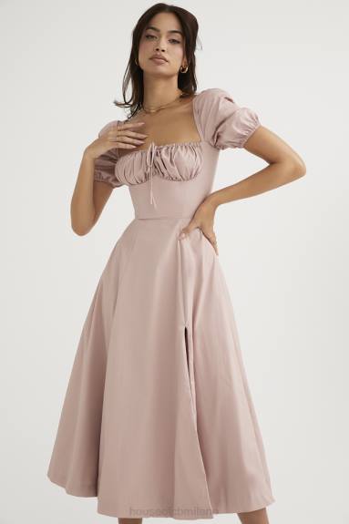 vestiario esso House of CB Abito midi Tallulah con maniche a sbuffo color cipria X44T486