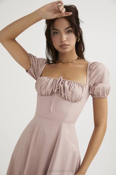 vestiario esso House of CB Abito midi Tallulah con maniche a sbuffo color cipria X44T486