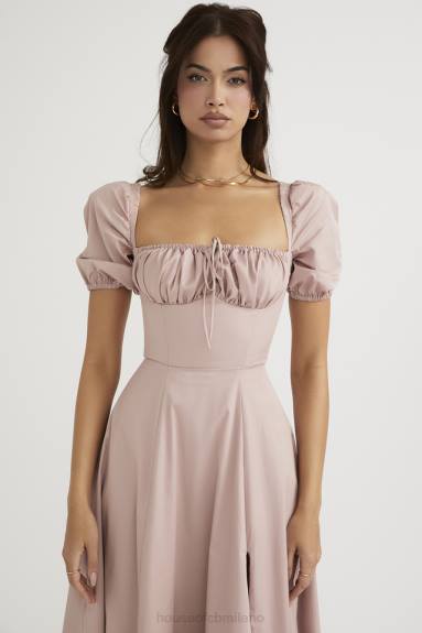 vestiario esso House of CB Abito midi Tallulah con maniche a sbuffo color cipria X44T486