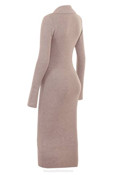 vestiario esso House of CB Abito midi Yvette in maglia di cashmere beige X44T311