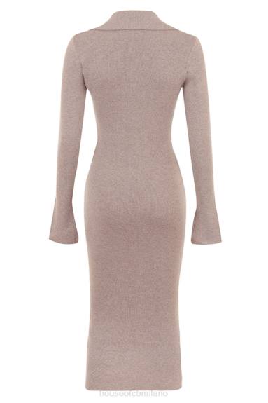 vestiario esso House of CB Abito midi Yvette in maglia di cashmere beige X44T311