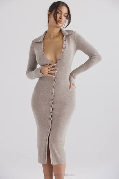 vestiario esso House of CB Abito midi Yvette in maglia di cashmere beige X44T311