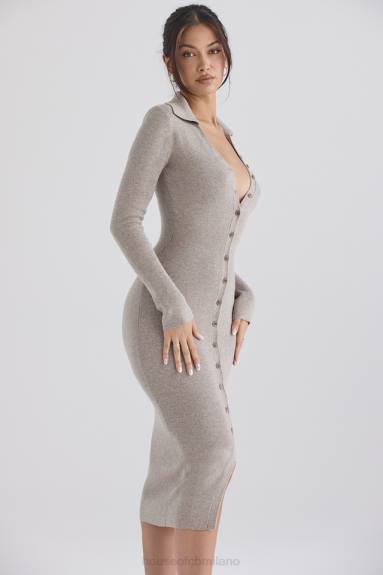 vestiario esso House of CB Abito midi Yvette in maglia di cashmere beige X44T311