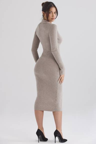 vestiario esso House of CB Abito midi Yvette in maglia di cashmere beige X44T311