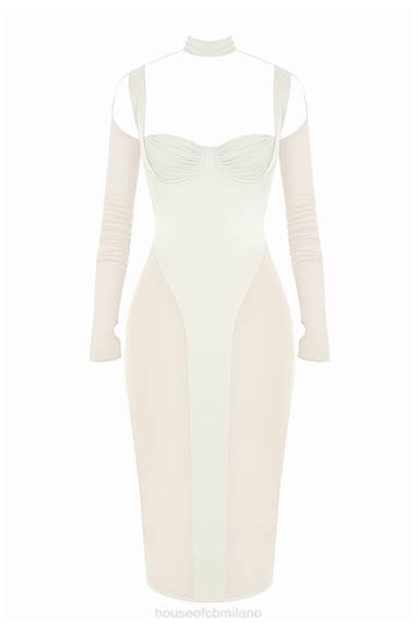 vestiario esso House of CB Abito midi con corsetto avorio Talika X44T518