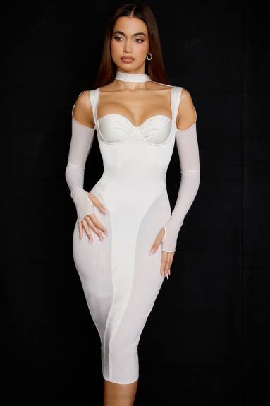 vestiario esso House of CB Abito midi con corsetto avorio Talika X44T518