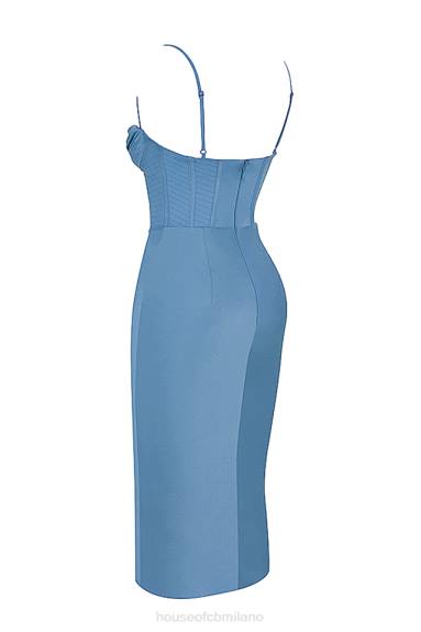 vestiario esso House of CB Abito midi con corsetto blu egeo Myrna X44T558
