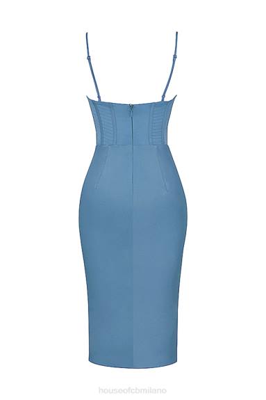 vestiario esso House of CB Abito midi con corsetto blu egeo Myrna X44T558