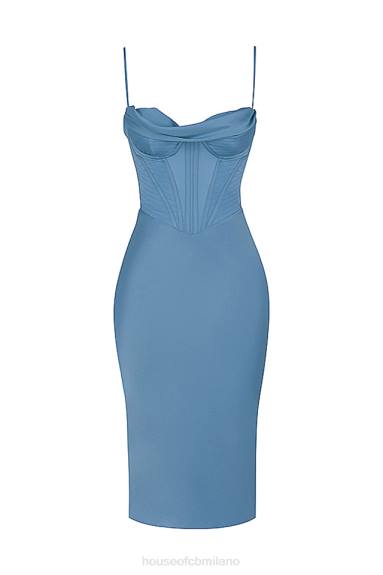 vestiario esso House of CB Abito midi con corsetto blu egeo Myrna X44T558