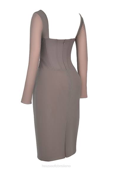 vestiario esso House of CB Abito midi con corsetto color moka safran X44T118