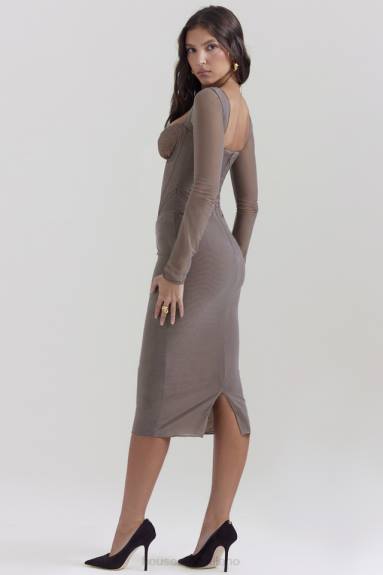 vestiario esso House of CB Abito midi con corsetto color moka safran X44T118