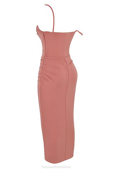 vestiario esso House of CB Abito midi con corsetto drappeggiato Marciella Rose X44T508