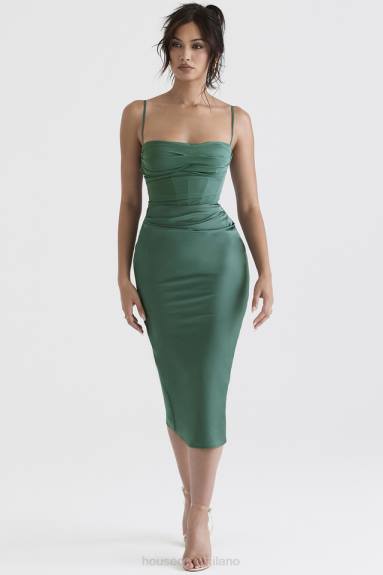 vestiario esso House of CB Abito midi con corsetto drappeggiato Teia Forest X44T388