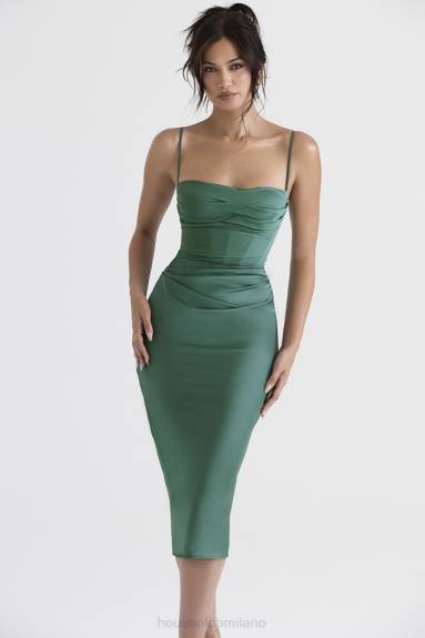 vestiario esso House of CB Abito midi con corsetto drappeggiato Teia Forest X44T388