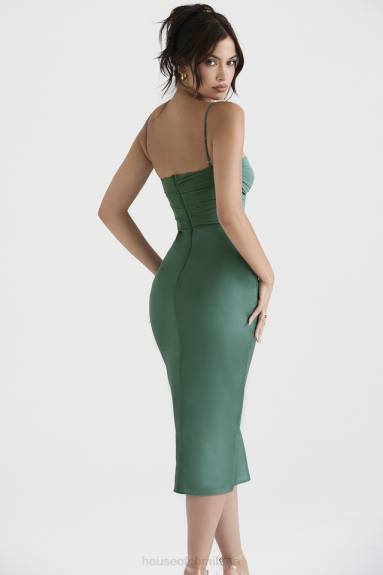 vestiario esso House of CB Abito midi con corsetto drappeggiato Teia Forest X44T388
