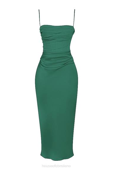 vestiario esso House of CB Abito midi con corsetto drappeggiato Teia Forest X44T388