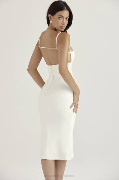 vestiario esso House of CB Abito midi con corsetto in raso avorio lois X44T410