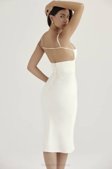vestiario esso House of CB Abito midi con corsetto in raso avorio lois X44T410