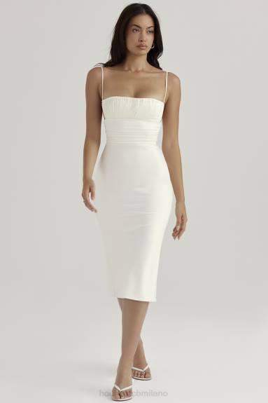 vestiario esso House of CB Abito midi con corsetto in raso avorio lois X44T410
