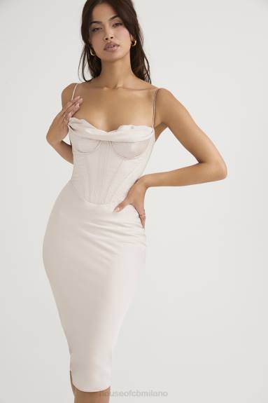 vestiario esso House of CB Abito midi con corsetto in raso di cristallo Myrna X44T465