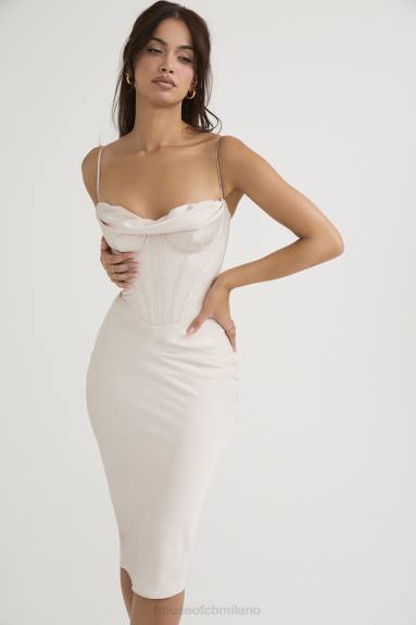 vestiario esso House of CB Abito midi con corsetto in raso di cristallo Myrna X44T465