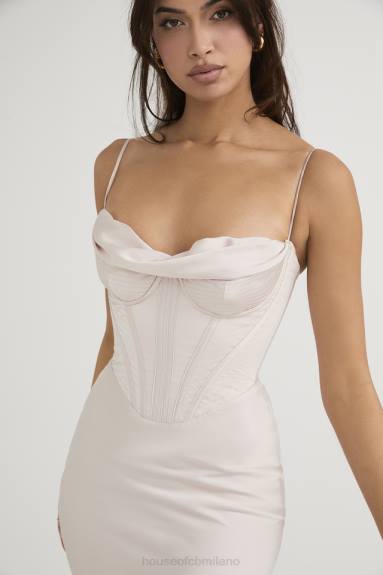 vestiario esso House of CB Abito midi con corsetto in raso di cristallo Myrna X44T465