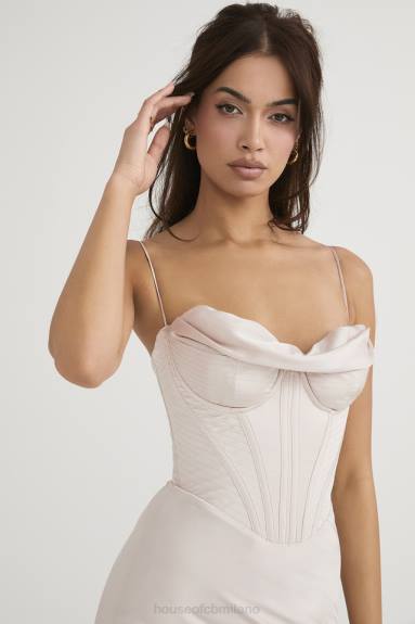vestiario esso House of CB Abito midi con corsetto in raso di cristallo Myrna X44T465
