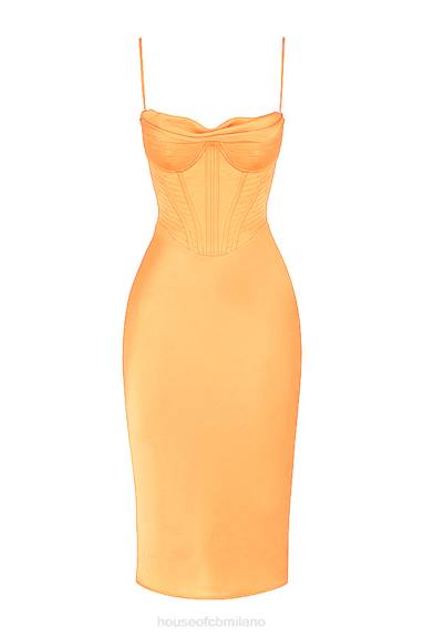 vestiario esso House of CB Abito midi con corsetto in raso mandarino Myrna X44T537