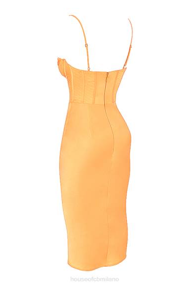 vestiario esso House of CB Abito midi con corsetto in raso mandarino Myrna X44T537