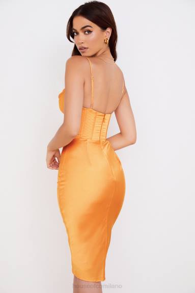 vestiario esso House of CB Abito midi con corsetto in raso mandarino Myrna X44T537