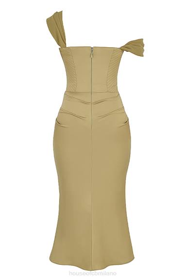 vestiario esso House of CB Abito midi con corsetto in raso oliva natalya X44T459