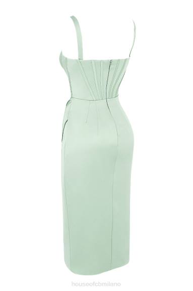 vestiario esso House of CB Abito midi con corsetto in raso pistacchio Faye X44T563