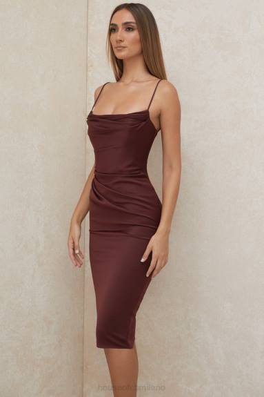 vestiario esso House of CB Abito midi con corsetto in satin Anja Raisin X44T591