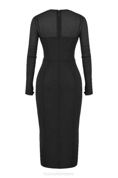 vestiario esso House of CB Abito midi con corsetto nero Beatrice X44T513
