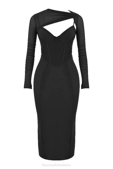 vestiario esso House of CB Abito midi con corsetto nero Beatrice X44T513