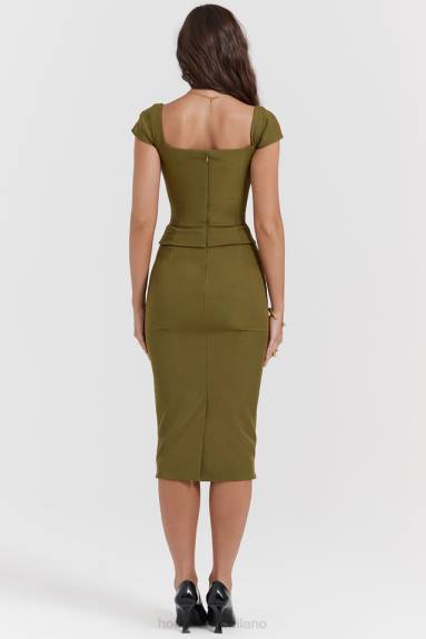 vestiario esso House of CB Abito midi con corsetto oliva layana X44T163