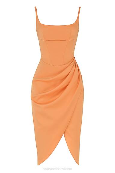 vestiario esso House of CB Abito midi con corsetto plissettato in raso mandarino bianca X44T479