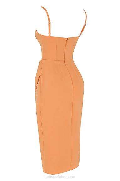 vestiario esso House of CB Abito midi con corsetto plissettato in raso mandarino bianca X44T479