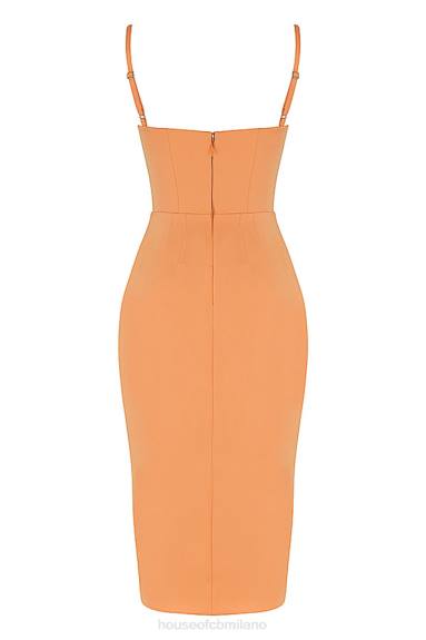vestiario esso House of CB Abito midi con corsetto plissettato in raso mandarino bianca X44T479