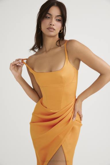 vestiario esso House of CB Abito midi con corsetto plissettato in raso mandarino bianca X44T479