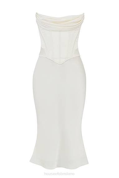 vestiario esso House of CB Abito midi con corsetto senza spalline in raso avorio terra di Siena X44T471