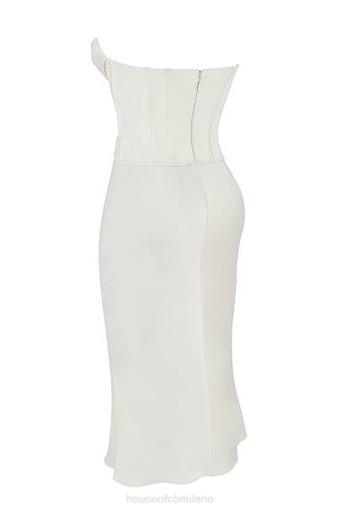 vestiario esso House of CB Abito midi con corsetto senza spalline in raso avorio terra di Siena X44T471