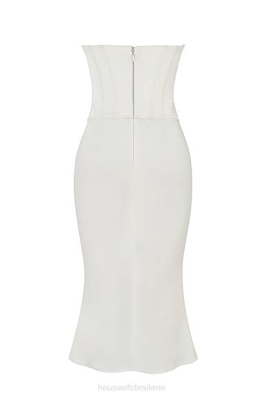 vestiario esso House of CB Abito midi con corsetto senza spalline in raso avorio terra di Siena X44T471