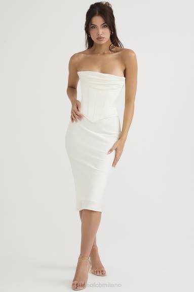 vestiario esso House of CB Abito midi con corsetto senza spalline in raso avorio terra di Siena X44T471