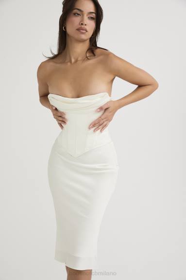 vestiario esso House of CB Abito midi con corsetto senza spalline in raso avorio terra di Siena X44T471