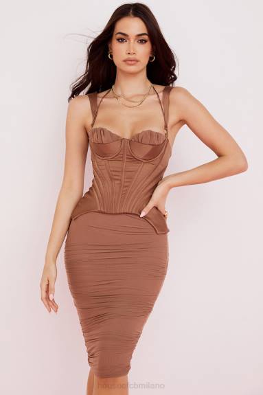 vestiario esso House of CB Abito midi con corsetto talya color caramello X44T581