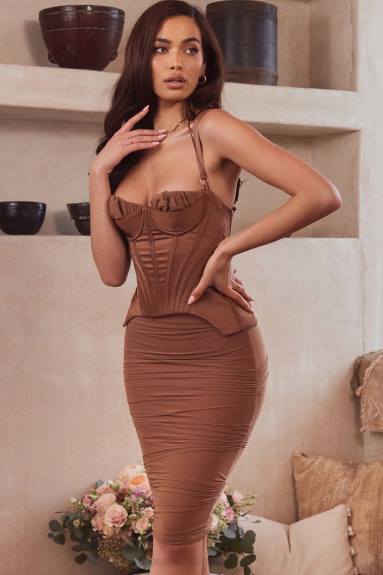 vestiario esso House of CB Abito midi con corsetto talya color caramello X44T581