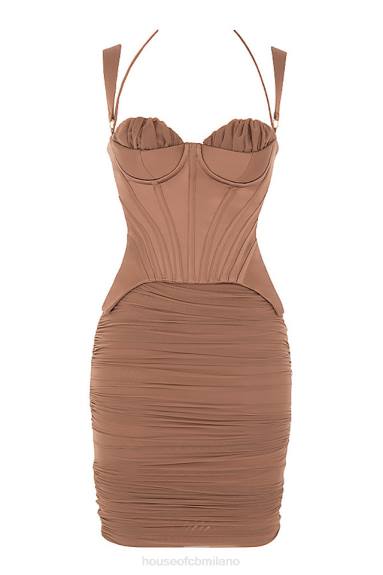 vestiario esso House of CB Abito midi con corsetto talya color caramello X44T581