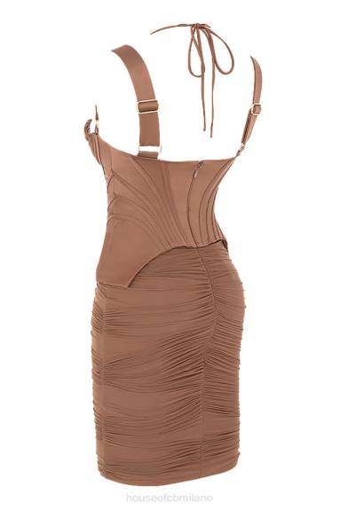 vestiario esso House of CB Abito midi con corsetto talya color caramello X44T581